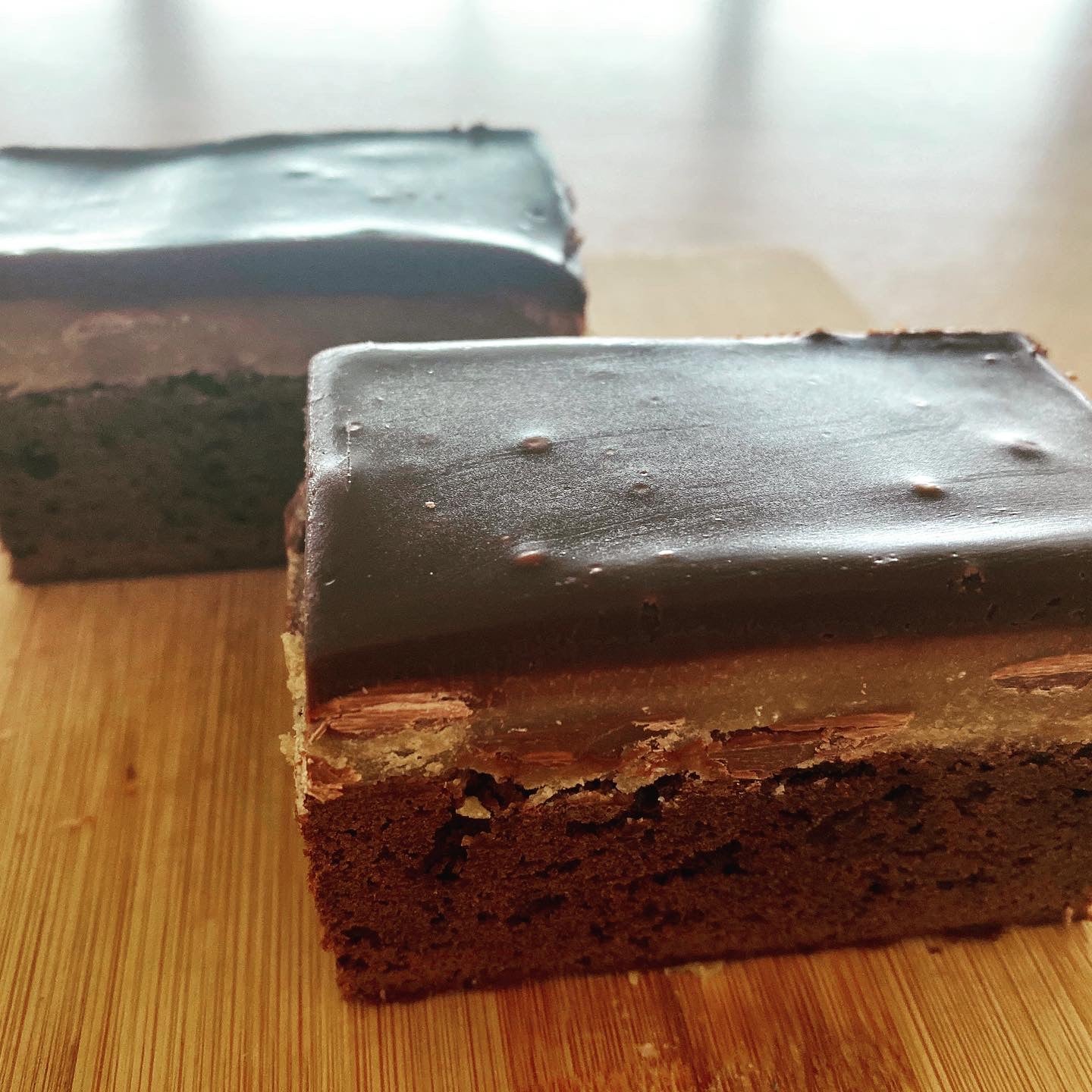 Chocolate Brownie with Caramel Filling Slice